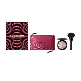 Trick Of The Light Extra Dimension Skinfinish Kit Set MAC: Textile Makeup Bag, Burgundy + MAC, Multi Face Brush, 143S + Extra Di