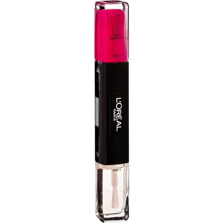 L'Oreal Paris, Infallible, Nail Polish 2-In-1, 010, Keep Magenta, 2 x, 5 ml - Teknashop Ltd