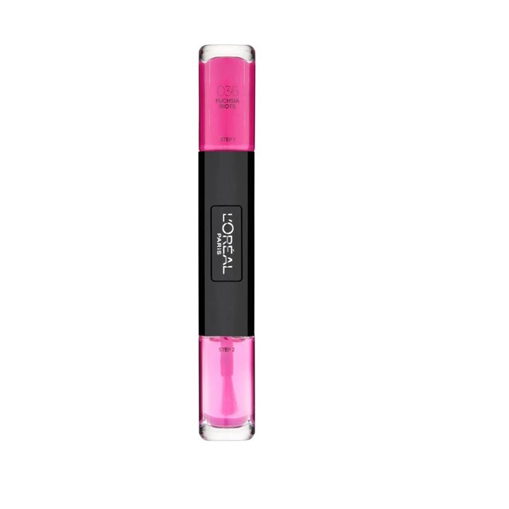 L'Oreal Paris, Infallible, Nail Polish 2-In-1, 036, Fucshia Riots, 2 x, 5 ml - Teknashop Ltd