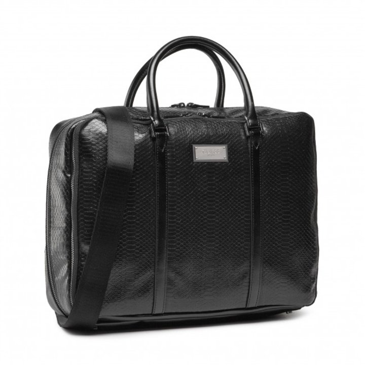 Guess, Guess, Leather, Leather Briefcase, Laptop Compartiment, Black, 40 x 30 x 9 cm, For Men - Teknashop Ltd