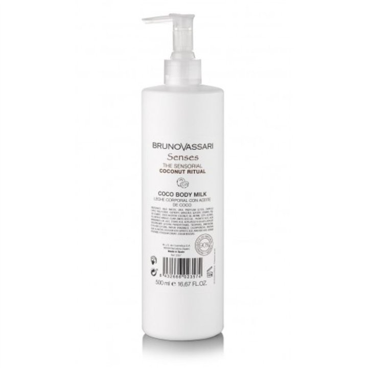 Bruno Vassari, Senses, Coconut Oil, Hydrating, Body Milk, 500 ml - Teknashop Ltd