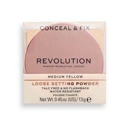 Makeup Revolution, Conceal & Fix, Vegan, Loose Setting Powder, Medium Yellow, 13 g - Teknashop Ltd