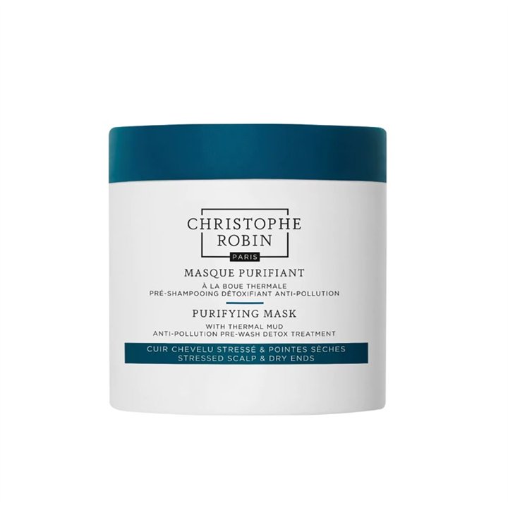 Christophe Robin, Purifying, Thermal Mud, Hair Treatment Cream Mask, For Detoxing, 250 ml - Teknashop Ltd
