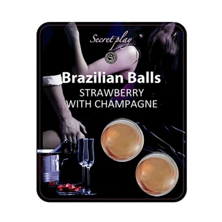 SECRETPLAY - STRAWBERRY AND CHAMPAGNE BRAZILIAN BALLS SET - D-212714 - Teknashop Ltd
