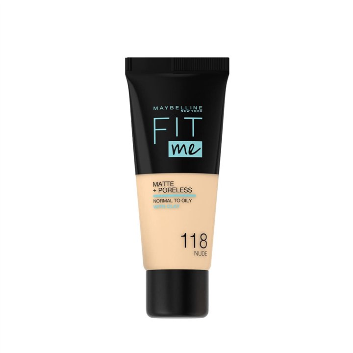 Maybelline, Fit Me Matte + Poreless, Liquid Foundation, 118, Nude, 30 ml - Teknashop Ltd