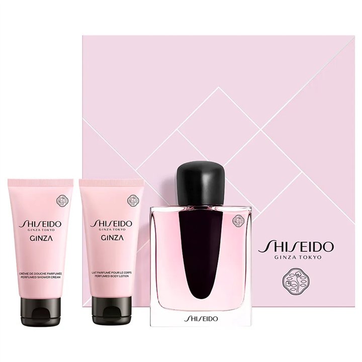 Set Shiseido: Ginza, Eau De Parfum, For Women, 50 ml + Ginza, Moisturizing, Body Lotion, 50 ml + Ginza, Cleansing, Shower Gel, F