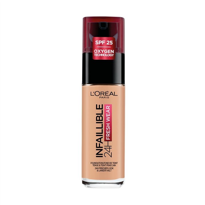 L'Oreal Paris, Infaillible 24h Fresh Wear, All-Day Wear, Liquid Foundation, 110, Vanille Rose, SPF 25, 30 ml - Teknashop Ltd