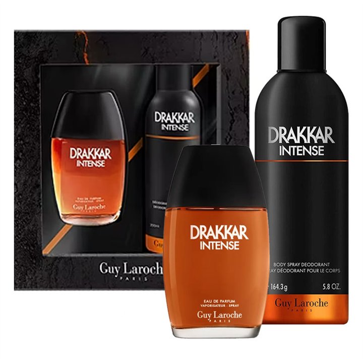 Set Guy Laroche: Drakkar Noir Intense, Eau De Parfum, For Men, 100 ml + Drakkar Noir Intense, Body Spray, 200 ml - Teknashop Ltd