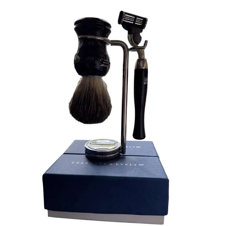 Set Crabtree & Evelyn: Crabtree & Evelyn, Shaving Razor, 5 Blades + Crabtree & Evelyn, Face Shaving Brush - Teknashop Ltd