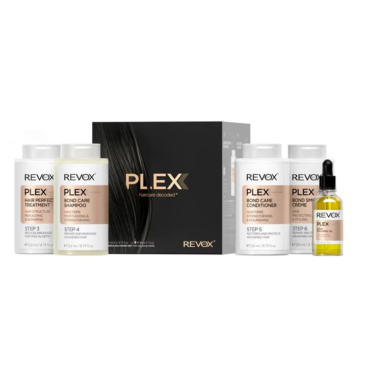 Set Revox B77: Plex Bond Step 3, Hair Cream Treatment, Anti-Breakage, 260 ml + Plex Bond Step 4, Hair Shampoo, For Strengthening