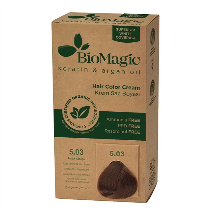 Biomagic, Biomagic, Keratin & Argan Oil, Permanent Hair Dye, 5.03 , 250 ml *Tester - Teknashop Ltd