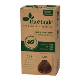 Biomagic, Biomagic, Keratin & Argan Oil, Permanent Hair Dye, 6.03 , 250 ml *Tester - Teknashop Ltd