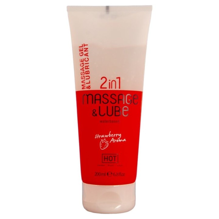 HOT - MASSAGE & GLIDE GEL 2IN1 STRAWBERRY 200 ML - D-245281 - Teknashop Ltd