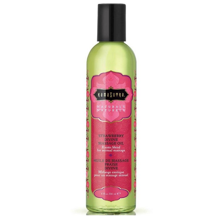 KAMASUTRA - NATURALS DIVINE STRAWBERRY MASSAGE OIL 236ML - D-210636 - Teknashop Ltd