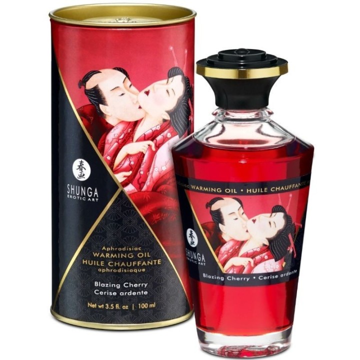 SHUNGA - HEAT EFFECT MASSAGE OIL INTENSE CHERRY FLAVOR 100 ML - D-213460 - Teknashop Ltd
