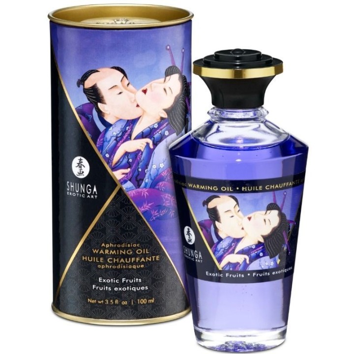 SHUNGA - HEAT EFFECT MASSAGE OIL EXOTIC FRUITS FLAVOR 100 ML - D-213462 - Teknashop Ltd