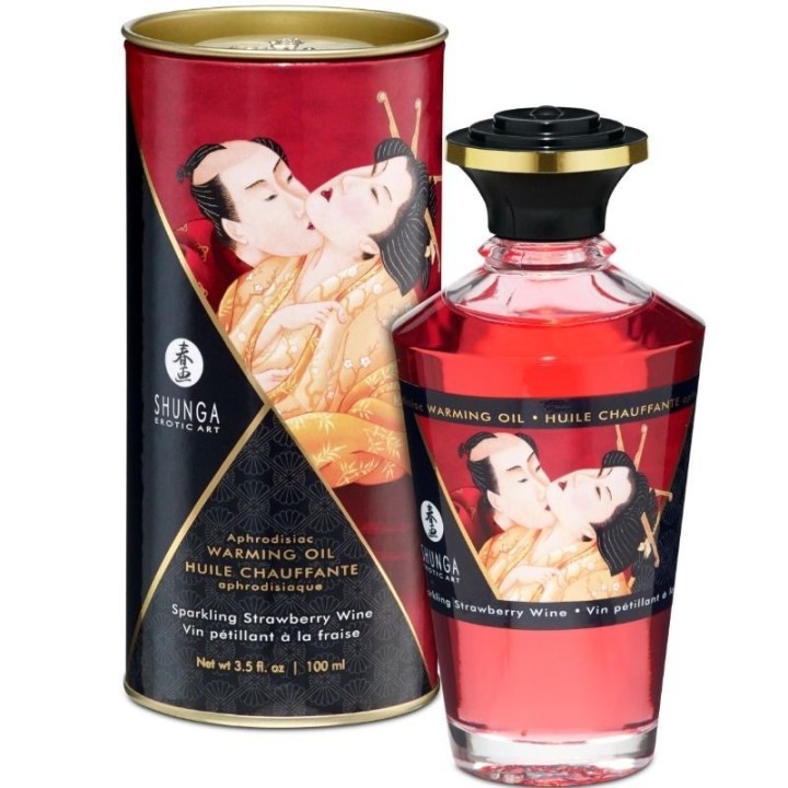 SHUNGA - STRAWBERRIES AND CAVA HEAT EFFECT MASSAGE OIL 100 ML - D-213464 - Teknashop Ltd
