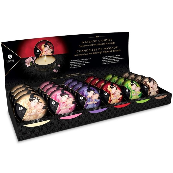 SHUNGA - MINI CARESS BY CANDLELIGHT DISPLAY MASSAGE CANDLES 24 UNITS - D-202768 - Teknashop Ltd