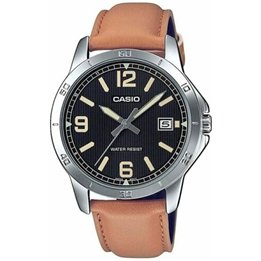 CASIO COLLECTION Mod. CASUAL DATE,  LEATHER - BLACK - WW.MTP-V004L-1B2UDF - Teknashop Ltd