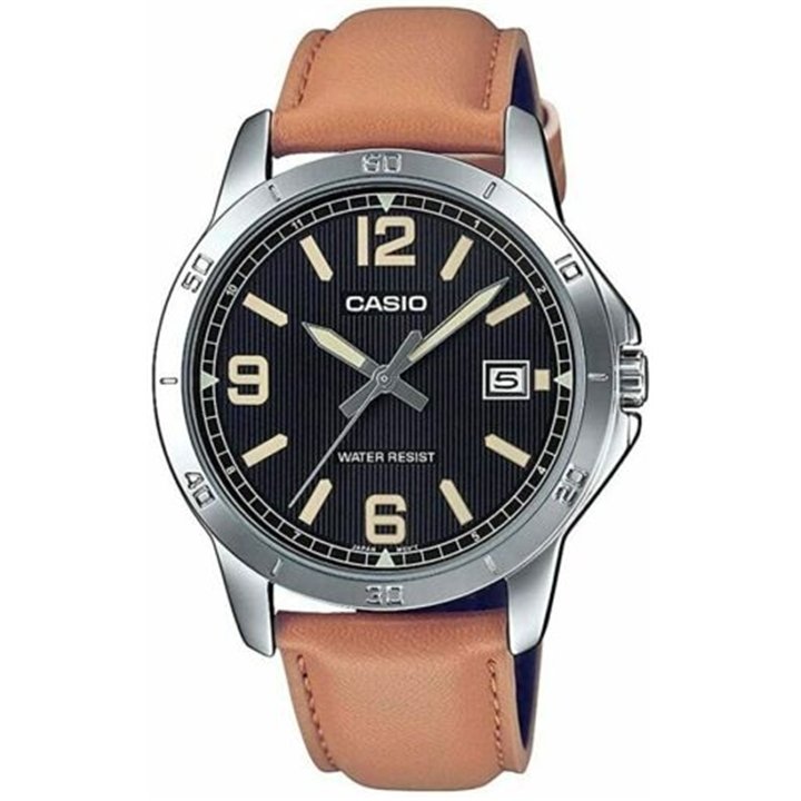 CASIO COLLECTION Mod. CASUAL DATE,  LEATHER - BLACK - WW.MTP-V004L-1B2UDF - Teknashop Ltd