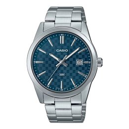CASIO COLLECTION Mod. DATE - CARBON LOOK - PETROL BLUE - WW.MTP-VD03D-2A2UDF - Teknashop Ltd