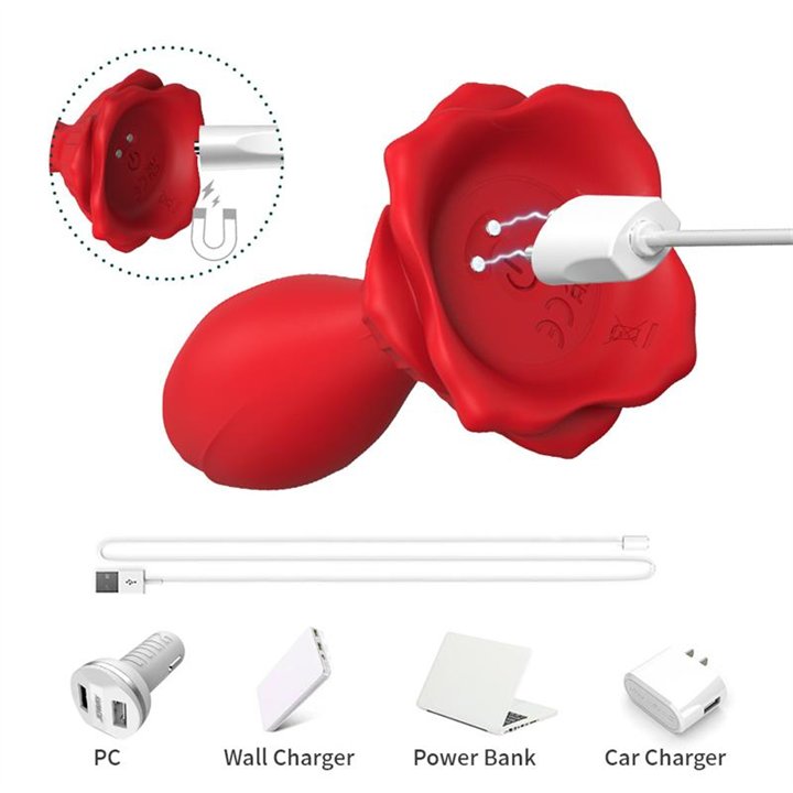 Vibrating anal plug with Rose Base - 8436626093096 - Teknashop Ltd
