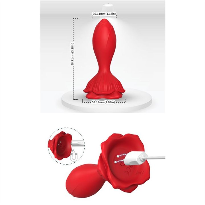 Vibrating anal plug with Rose Base - 8436626093096 - Teknashop Ltd