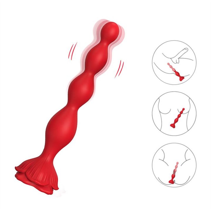 Vibrating Anal Beads with Rose Base - 8436626093089 - Teknashop Ltd