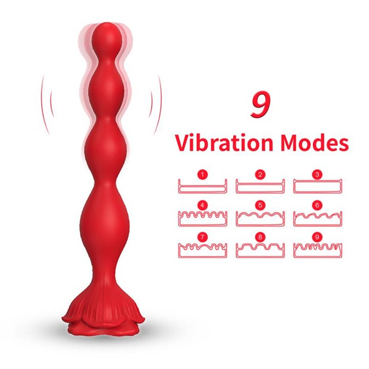 Vibrating Anal Beads with Rose Base - 8436626093089 - Teknashop Ltd