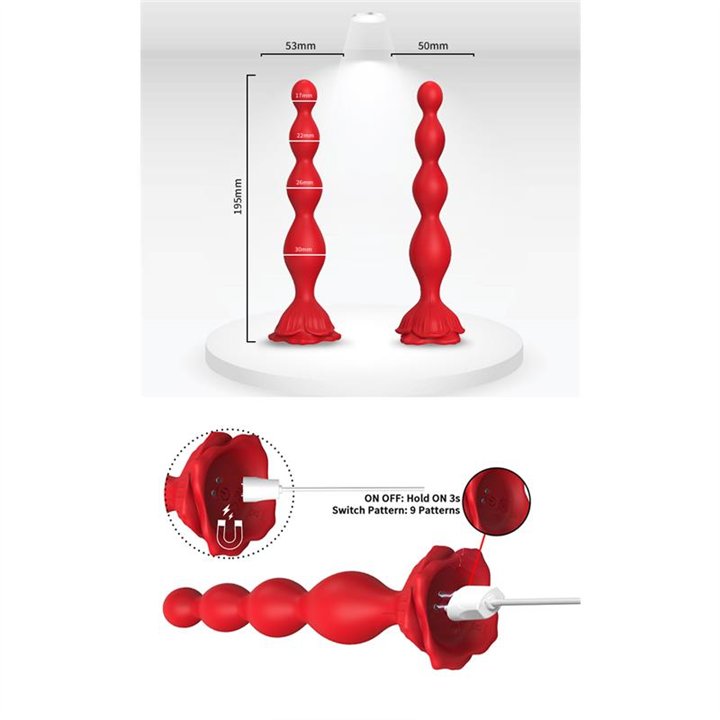 Vibrating Anal Beads with Rose Base - 8436626093089 - Teknashop Ltd