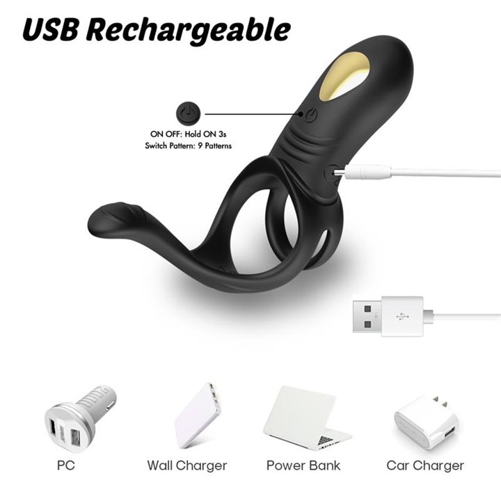 Vibrating Penis Ring with Perianal Stimulation - 8436626092990 - Teknashop Ltd