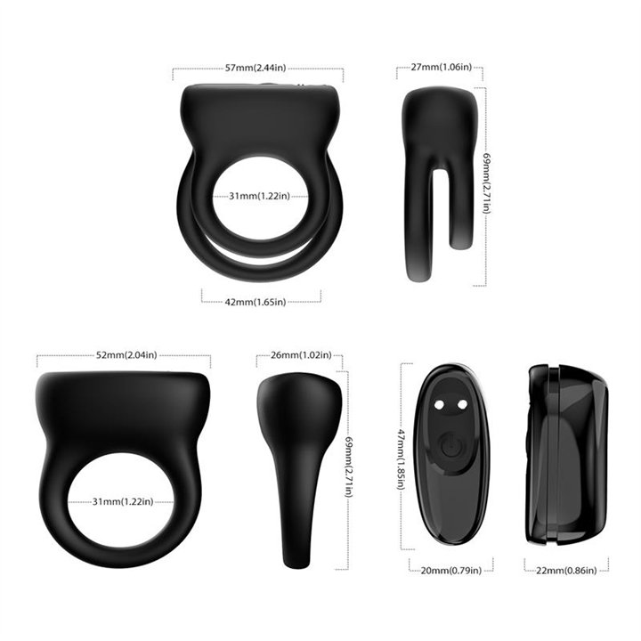 Vibrating cock ring set of 2 - 8436626092693 - Teknashop Ltd