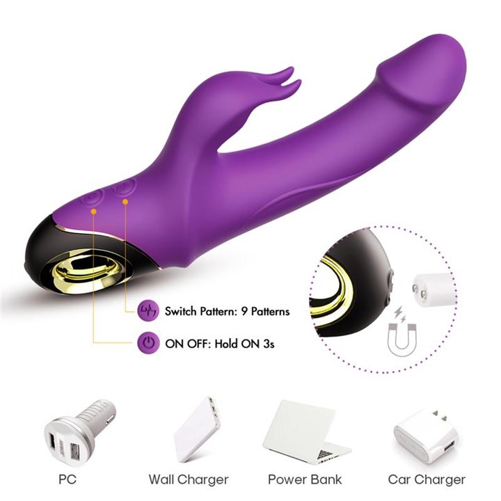 360º Rotation Rabbit Vibrator Purple - 8436626092495 - Teknashop Ltd