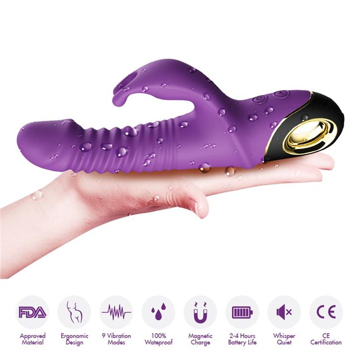 Vibrator with Thrusting and 360º Wiggling  Purple - 8436626092471 - Teknashop Ltd