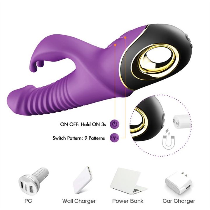 Vibrator with Thrusting and 360º Wiggling  Purple - 8436626092471 - Teknashop Ltd