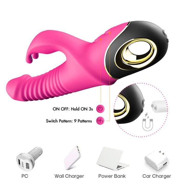 Vibrator with Thrusting and 360º Wiggling Pink - 8436626092464 - Teknashop Ltd