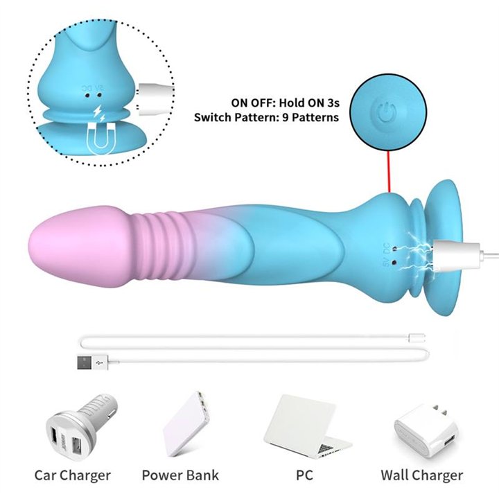 Dildo with Thrusting and Vibration with Suction Cup 19.2 cm - 8436626092372 - Teknashop Ltd