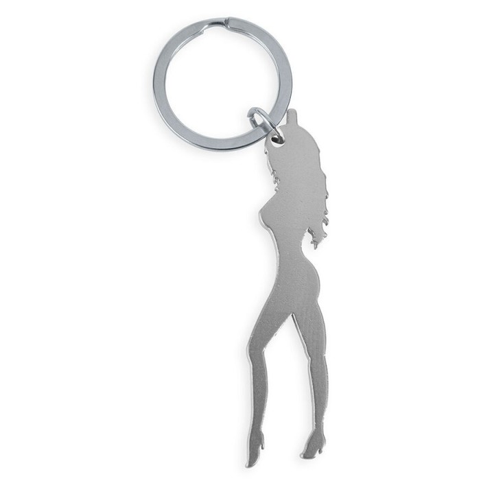 DIABLO PICANTE - KEYRING WITH FEMALE SILHOUETTE IN SILVER COLOR WITH BEER OPENER - D-243994 - Teknashop Ltd