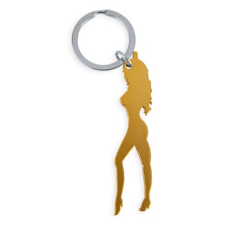 DIABLO PICANTE - KEYRING WITH FEMALE SILHOUETTE IN GOLD COLOR WITH BEER OPENER - D-243995 - Teknashop Ltd