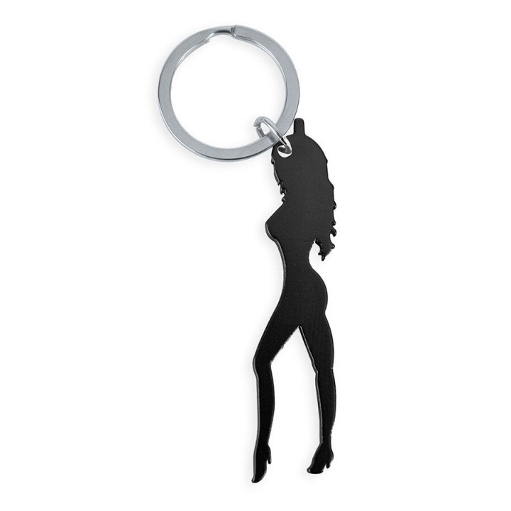 DIABLO PICANTE - KEYRING WITH FEMALE SILHOUETTE IN BLACK COLOR WITH BEER OPENER - D-243996 - Teknashop Ltd