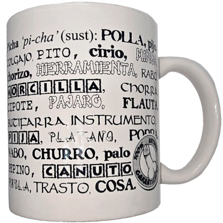 DIABLO PICANTE - WHITE MUG WITH PENIS SYNONYMS 370 ML - D-244768 - Teknashop Ltd