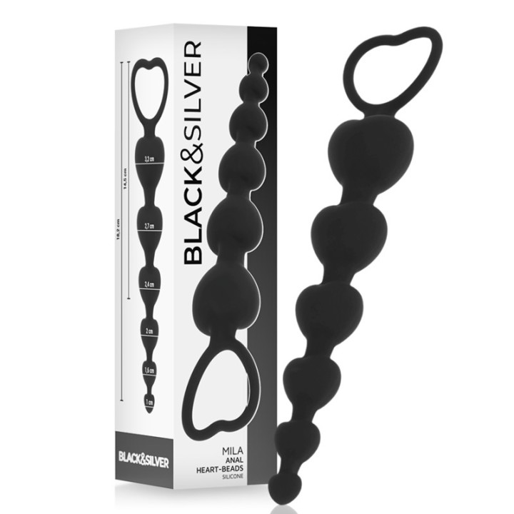BLACK&SILVER - MILA ANAL CHAIN OF HEARTS 18 CM - D-234778 - Teknashop Ltd