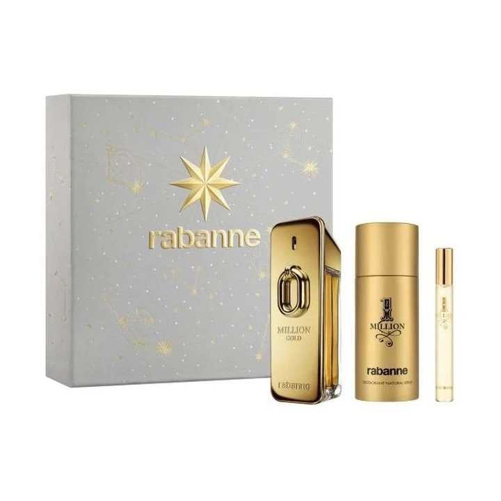 Rabanne Million Gold Eau de Parfum Intense Spray 100ml Set 3 Pieces - man - Teknashop Ltd