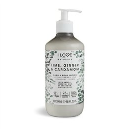 I Love, Naturals Collection, Vegan, Moisturizing, Lime, Ginger & Cardamom, Lotion, For Hands & Body, 500 ml - Teknashop Ltd