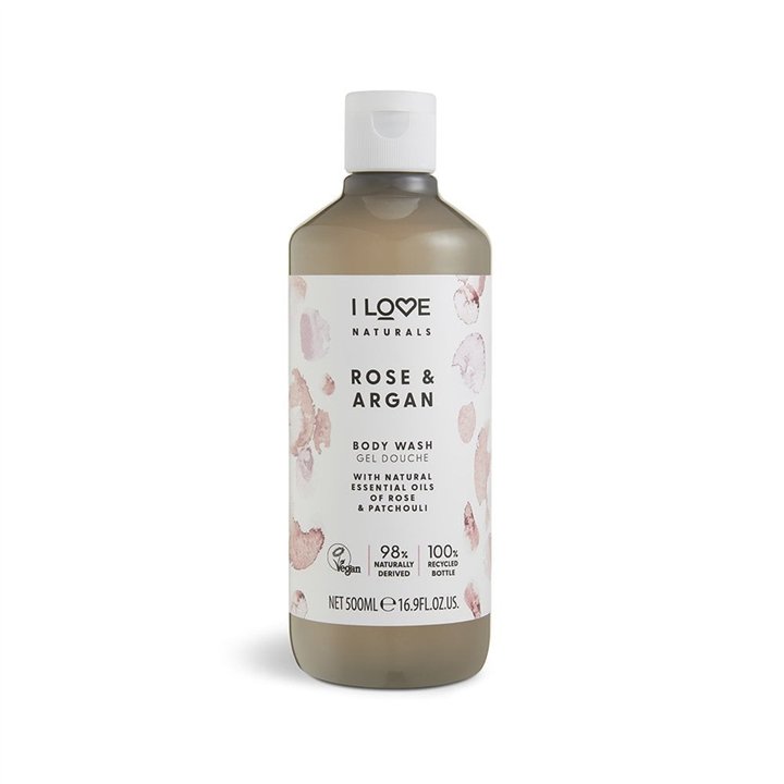 I Love, Naturals Collection, Vegan, Hydrating, Rose & Argan, Body Wash, 500 ml - Teknashop Ltd