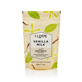 I Love, Signature Collection, Vanilla Milk, Bath Salt, 500 g - Teknashop Ltd