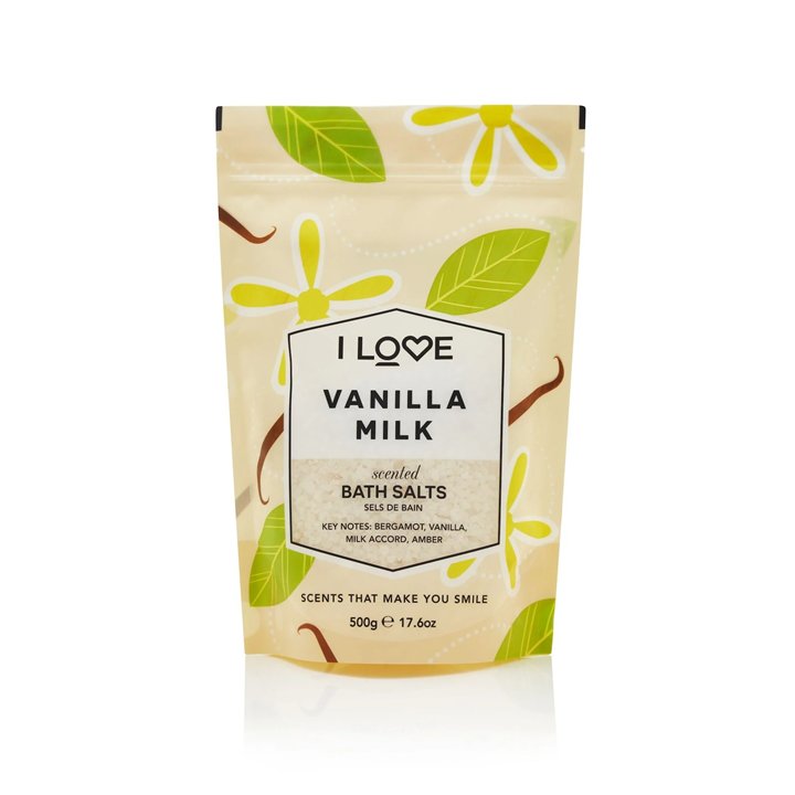 I Love, Signature Collection, Vanilla Milk, Bath Salt, 500 g - Teknashop Ltd