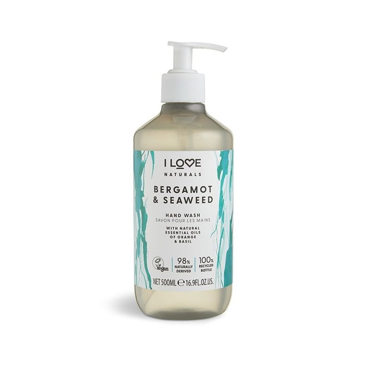 I Love, Naturals Collection, Bergamot & Seaweed, Liquid Soap, For Hands, 500 ml - Teknashop Ltd