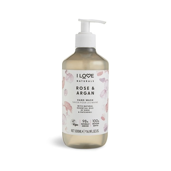 I Love, Naturals Collection, Rose & Argan, Liquid Soap, For Hands, 500 ml - Teknashop Ltd
