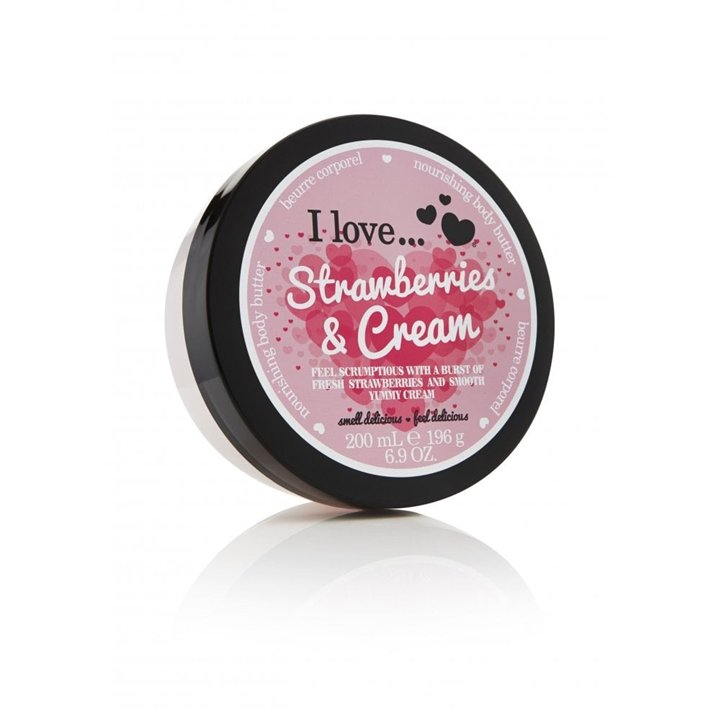 I Love, Originals, Hydrating, Strawberries & Cream, Body Butter, 200 ml - Teknashop Ltd
